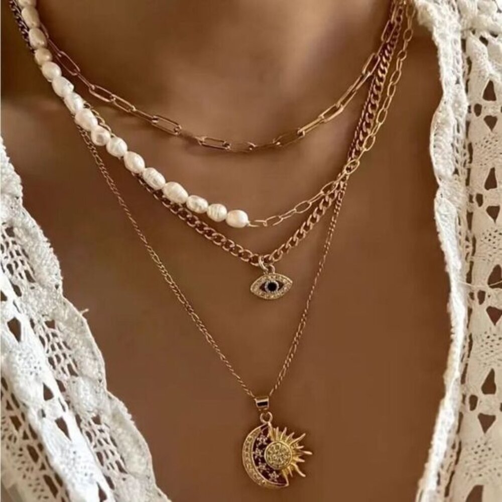 Boho evil eye necklace N1097